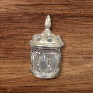 Vintage Caged Blown Bubble Glass Lidded Jewelry Trinket Apothecary Jar 7"